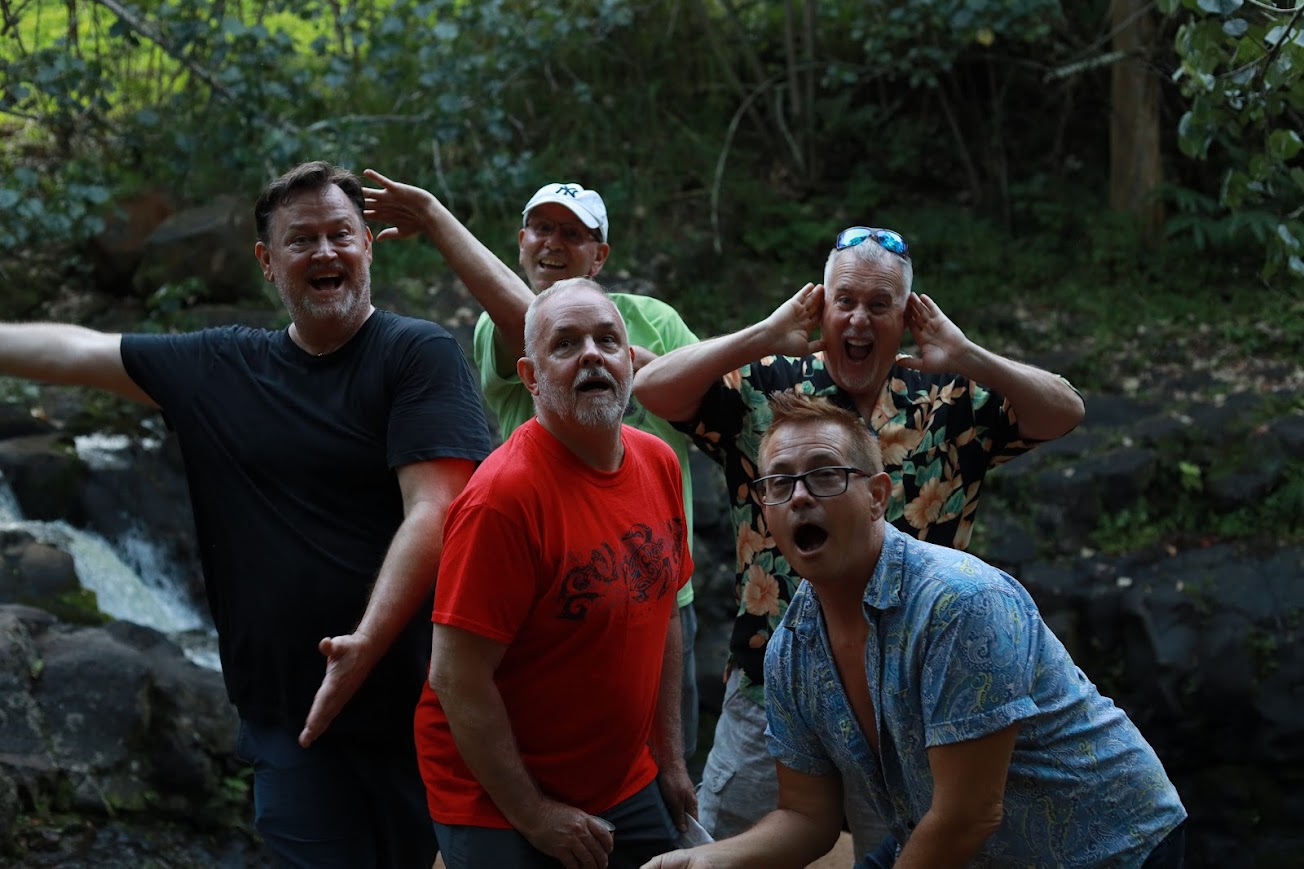 Fantasy Waterfall Extravaganza group of men